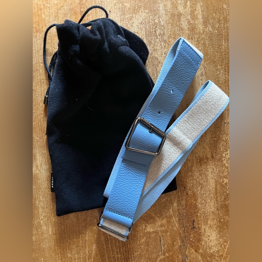 AKRIS Leather and Elastic Belt with Trapezoid Buckle